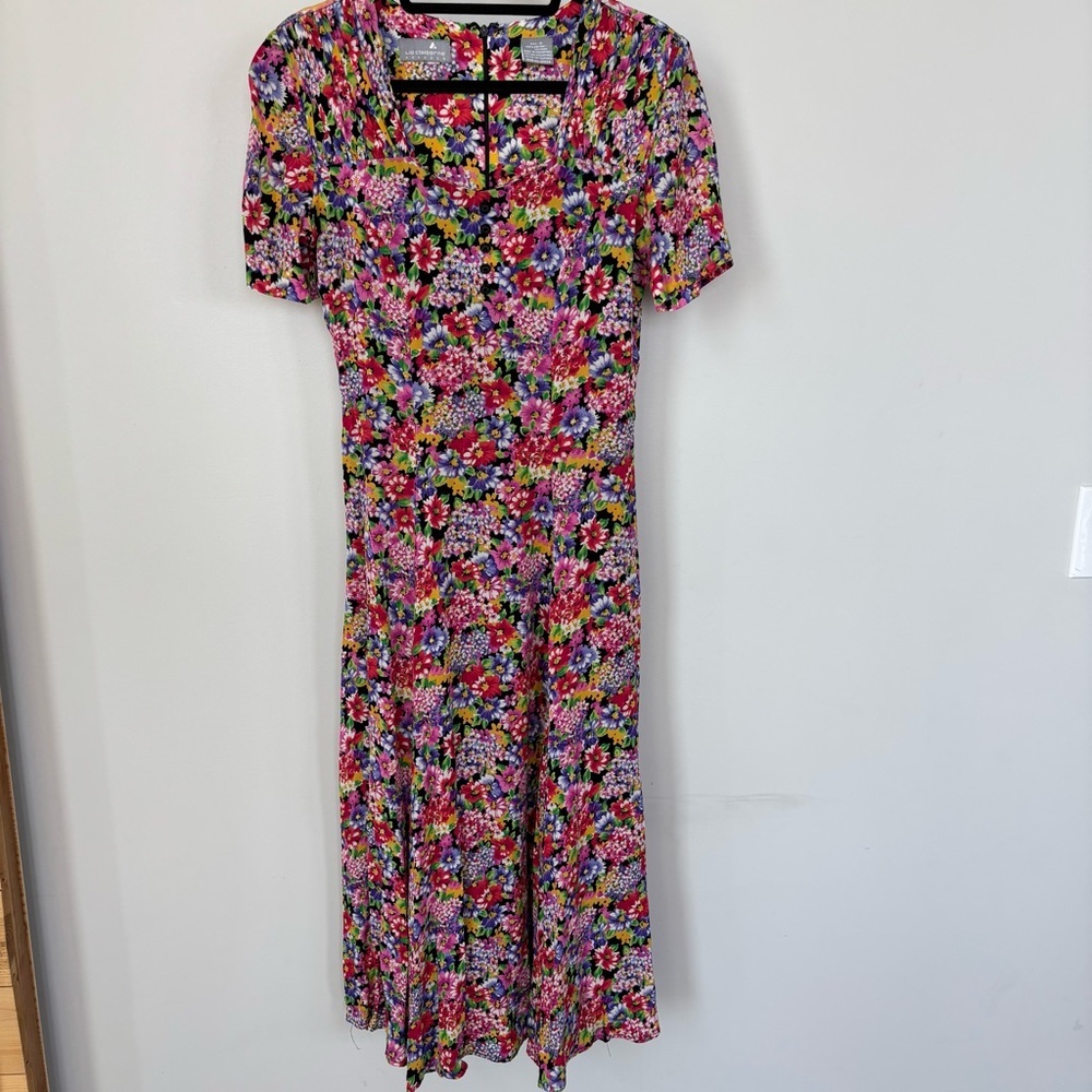 Liz Claiborne Vintage Floral Short Sleeve Maxi Dress Size 8